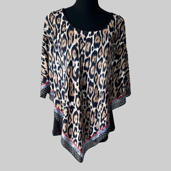 Nygard  Leopard Print Poncho Style Overlay Blouse - Picture 1 of 13